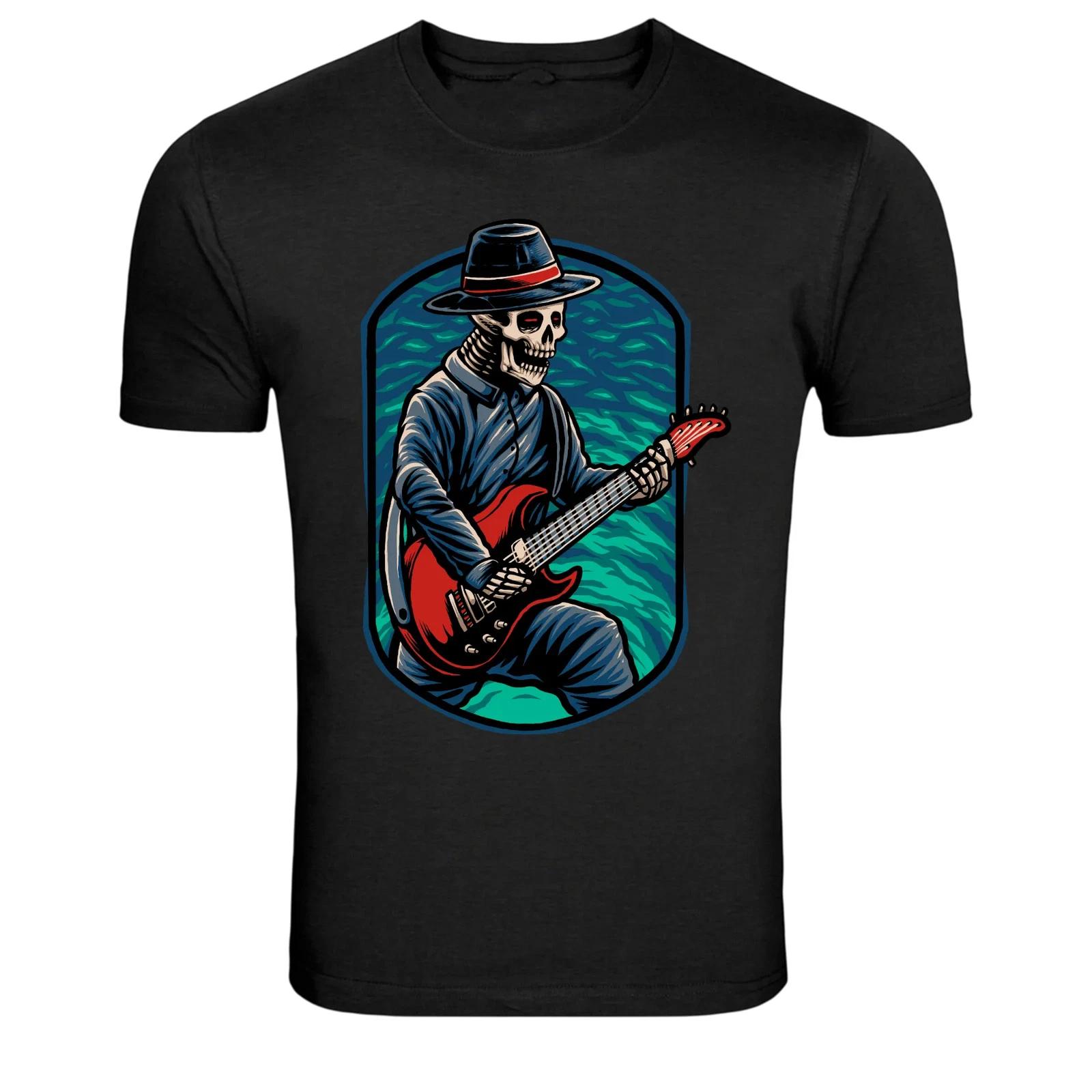 Skeleton Guitar Player Music Rock Graphic T Shirt Skull Tee 2XL