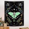 Boho Butterfly Floral Aesthetic Vertical Tapestry, Cute Moth Vintage Botanical Fairy Flower Plant Tapestry Wall Hanging for