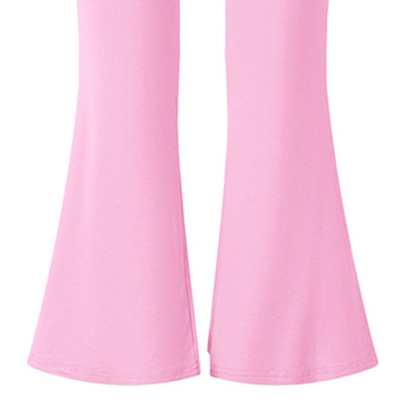 8-12 Years Girls' Solid Color T-shirt and Flare Pants Set Casual Clothes