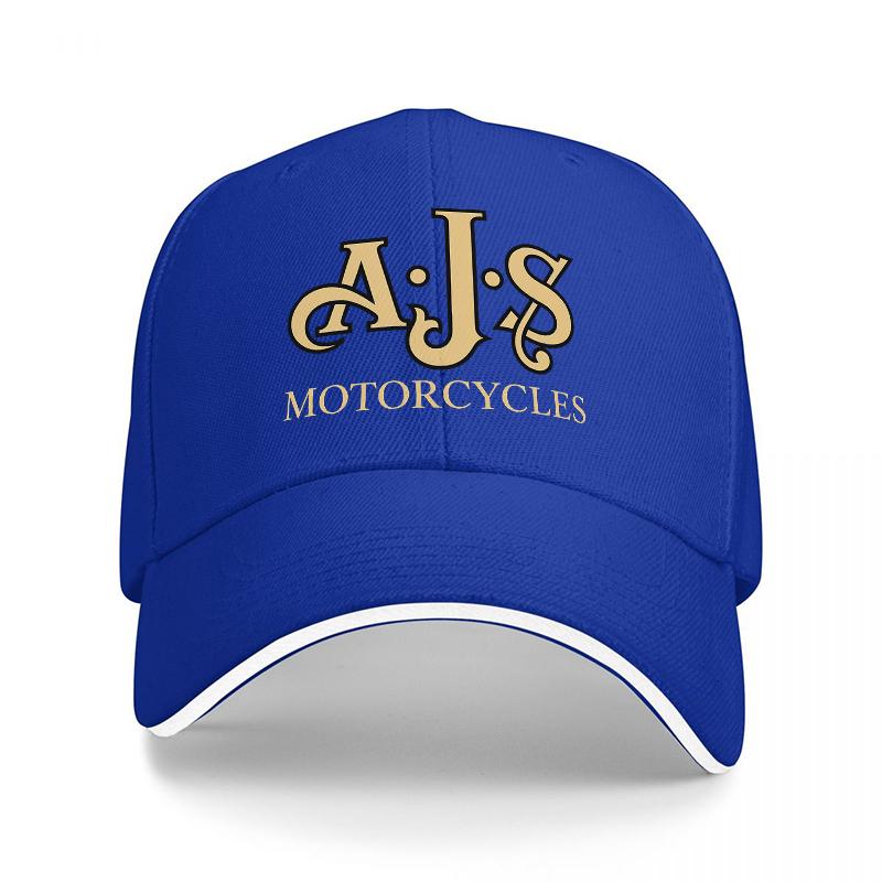 AJS MOTORCYCLES CLASSIC BLACK BASEBALL CAP WITH GOLD LOGO EMBROIDERY PREMIUM QUALITY ADJUSTABLE FIT FOR Unisex AND Women