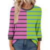 Women's Fashion Casual Seven Sleeve T-Shirt Print Round Neck Top