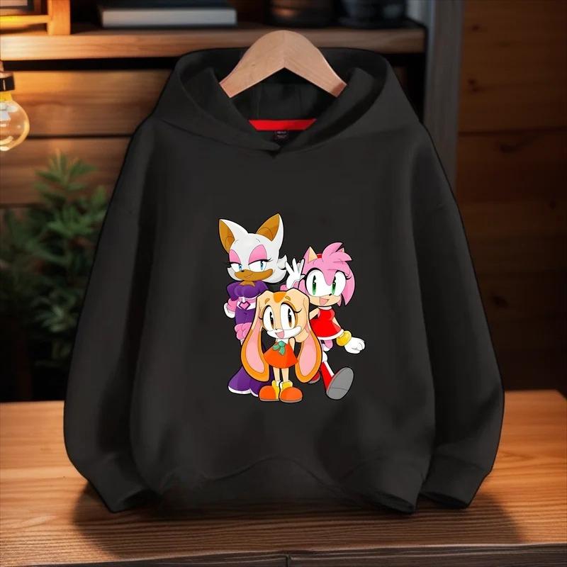 Casual kids hooded sweatshirt featuring fun star decorated cartoon hedgehog art, soft fabric for playtime, daily sports and weekend outdoor trips.