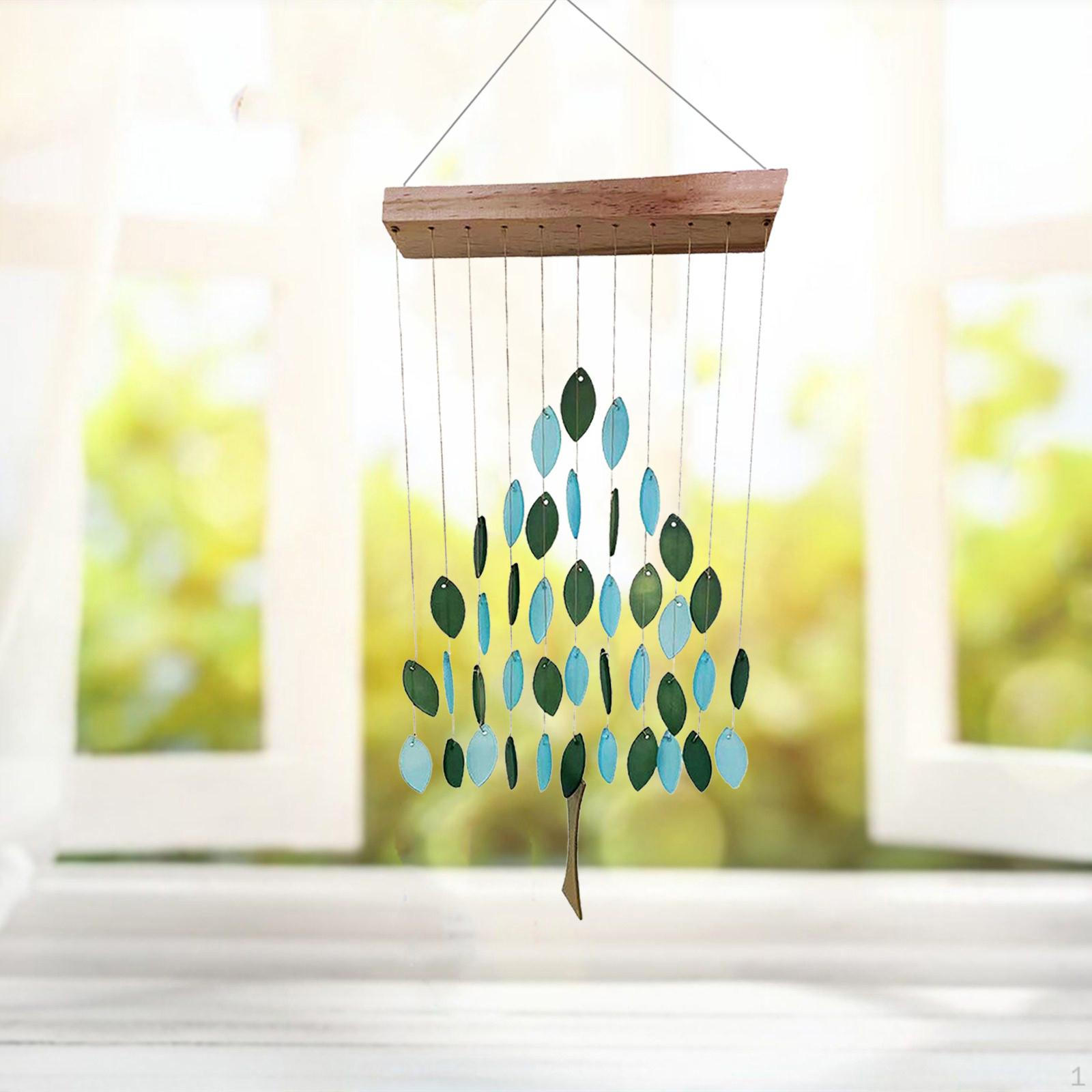 

Garden Rainbow Wind Chimes Colorful Maple Leaves Outside Porch Ornament зелений