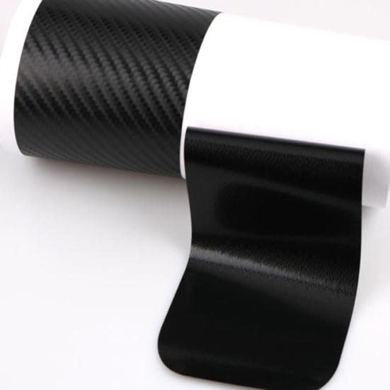 4Pcs Car Door Sill Scuff Welcome Pedal Protect Carbon Fiber Sticker with Scraper