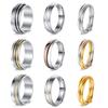 Anel Rotativo Titanium Aço Inoxidável Anti-Stress Feminino Tricolor de Nicho – Joia Que Não Desbota