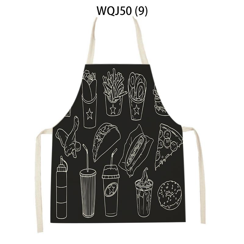 Coffee Hamburger Printed Kitchen Aprons for Adult Kids Household Linen Bib Fruits Vegetables Cooking Baking Apron Cleaning Tool