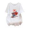 Plus Size Slimming Mid-Length Short Sleeve T-Shirt for Women—Round Neck, 200/300/350 Jin, Style 661.