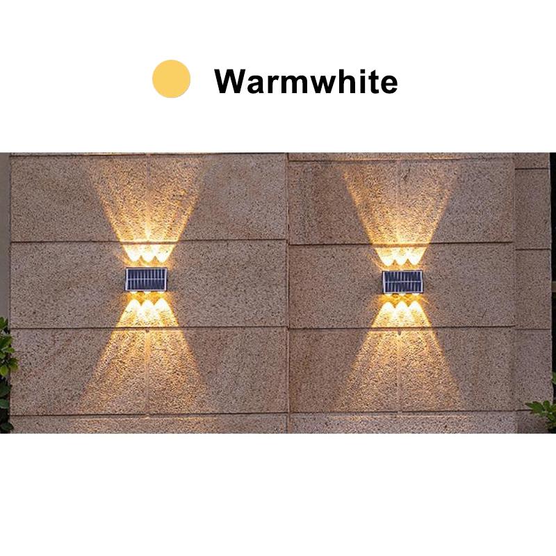 

LED Spotlight Outdoor Solar Wall Lights Waterproof Upper And Lower Lighting Solar Powered Streetlight Balcony Courtyard Garden 4LED-1500mAh-1PCS теплый белый