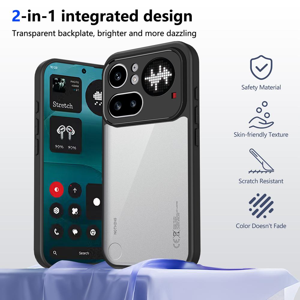 KEYSION Custodia Trasparente per Nothing Phone 4A 4A Pro Silicone+PC Trasparente Semplice Antiurto Cover per Nothing 4A Pro