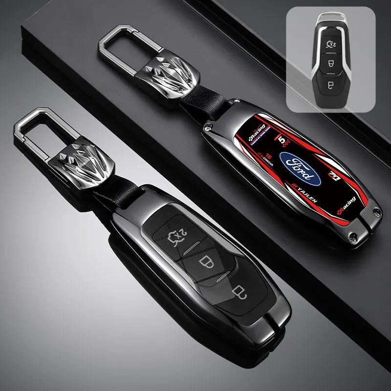Car Sticker Car Sticker 2025 Hot Car Key Case Cover Shell Racing Style Design Accessories For Ford Fusion Mondeo Mustang F-150 E
