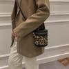 Leopard print women's bag winter new portable bucket bag personalized trend shoulder crossbody cylinder bag
