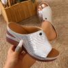 2024 New Summer Fashion Slope Heel Slippers Women's Shoes Solid Color Casual Slope Heel Thick Sole Slippers