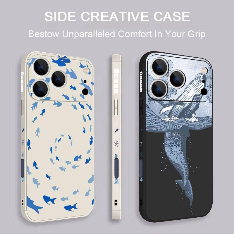 Magnetic For Magsafe Case For iPhone 17 Pro Max Blue Fish Whale Print Soft Silicone Phone Back Cover For iPhone 16 15 14 13 Pro Max 16e 17e