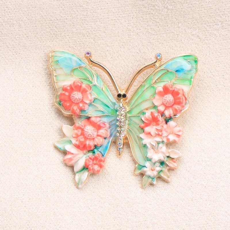 1Pcs Colorful Beautiful Insects Brooch Vintage Big Flower Butterfly Brooches For Women'S Clothes Pins Gifts