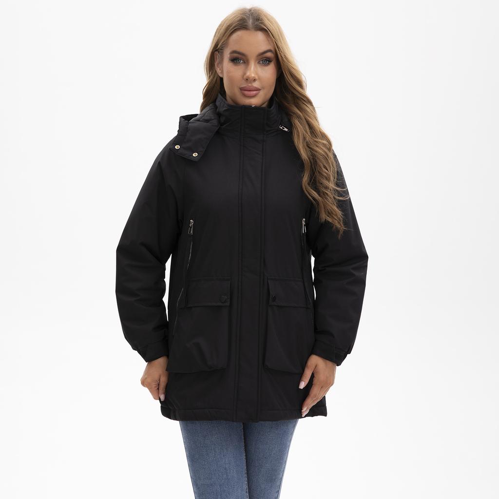 Hooded fashion trend women's thickened warm mountaineering windproof waterproof fluffy lightweight comfortable long-sleeved cotton down jacket