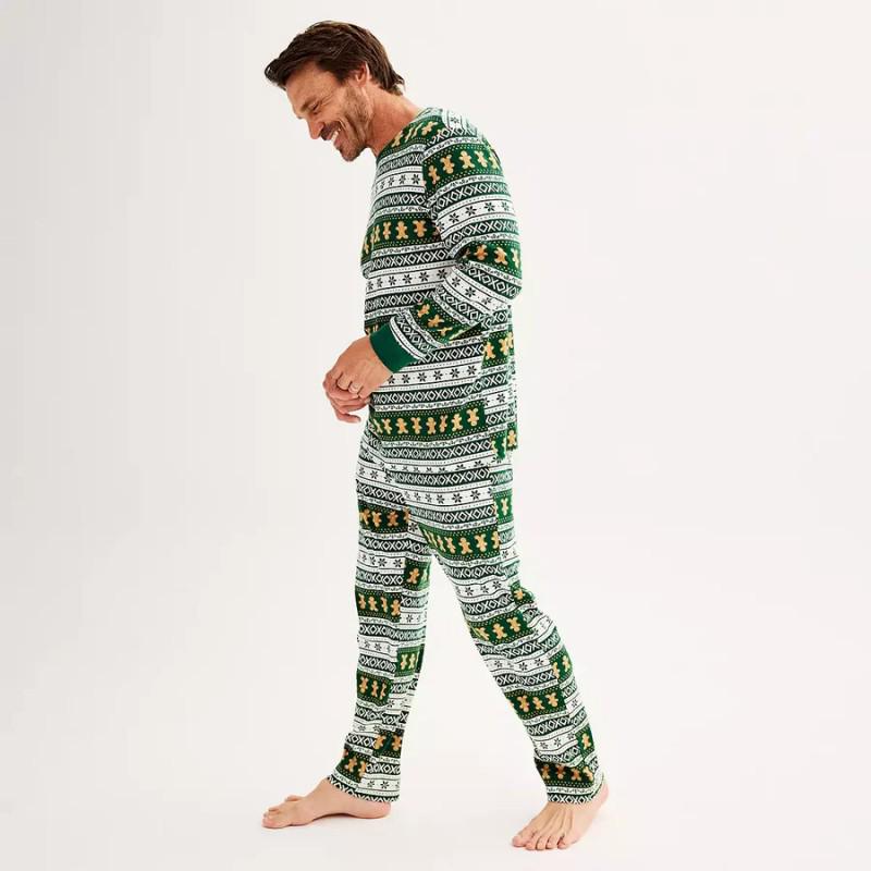 2024 Gingerbread Man Print Holiday Family Matching Pajamas