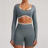 Seamless Yoga Set Long Sleeve Fitness Wear With Moisture Wicking For Women Outdoor Running