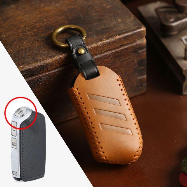 

Роскошный кожаный чехол для ключей HALLMO для Kia Round Button коричневый