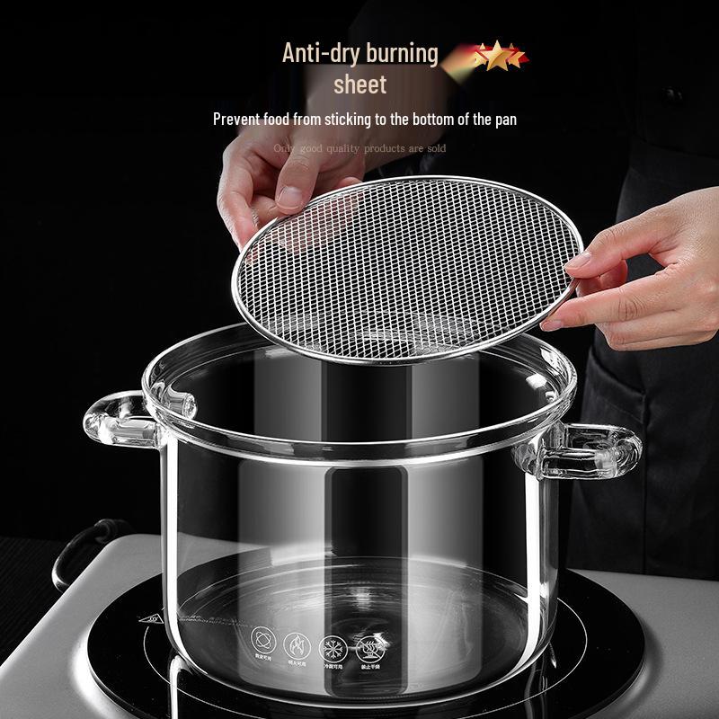 Jidu High-Temperature Resistant Borosilicate Glass Soup and Stew Pot for Gas Flame Cooking