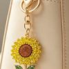Keychain Pendant Rhinestones Inlaid Sunflower Design Key Chain with Anti-Oxidation Lobster Clasp Backpacks Accessory