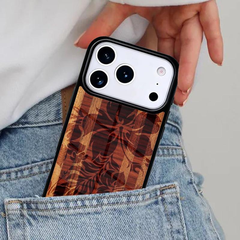 Hawaiian Faux Wood Surfboard Phone Case for iPhone 16e 15 14 13 12 17 Pro Max Plus Air 17pro Cover Coque