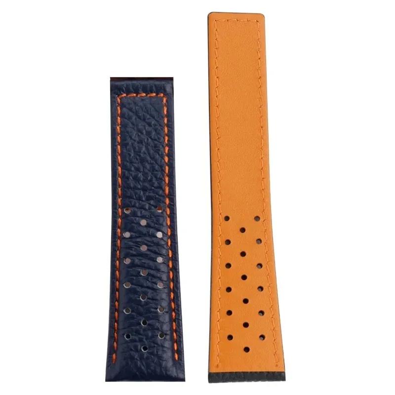 Genuine Leather Watch Band For TAG Heuer MONACO CARRERA CAW211R/P Watchband lychee print cowhide Strap men's Bracelet 22mm