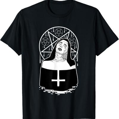 Dark Evil Nun Pentagram Scary Nun T-Shirt