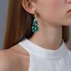 1 Pair Drop Earrings Vintage Rhinestone Peacock Golden Finish Luxury Elegant Green Faux Crystal Feather Dangling Earrings Fashion Jewelry