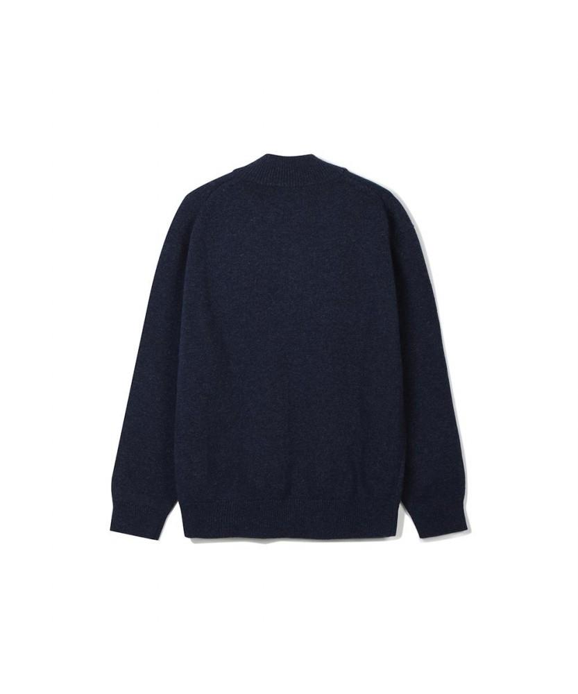 Notig Polyester Blend Solid Knit Zip-Up Navy_Okw2Swzu201N1