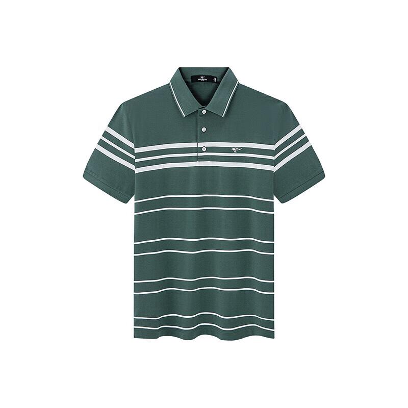 SEPTWOLVES Men's Striped Mercerized Cotton Polo Shirt
