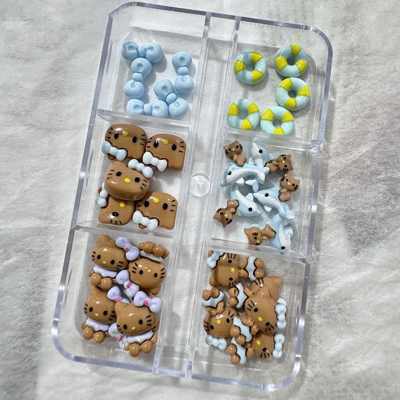 6/12Grids Kawaii Hawai Bow Resin Nail Diy Accessories Cute Nail Decorations Art 3D Diy Crafts Accesories Charms Accessories