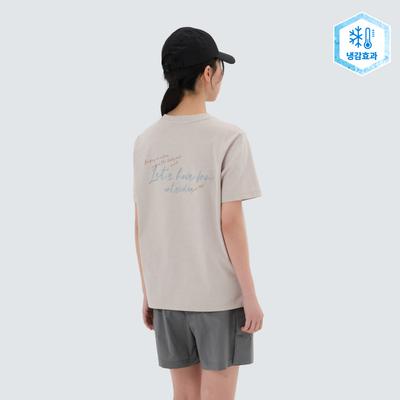 Askin Women's Lettering Short-Sleeved T-shirt Sand Beige (S25MWFTS85)