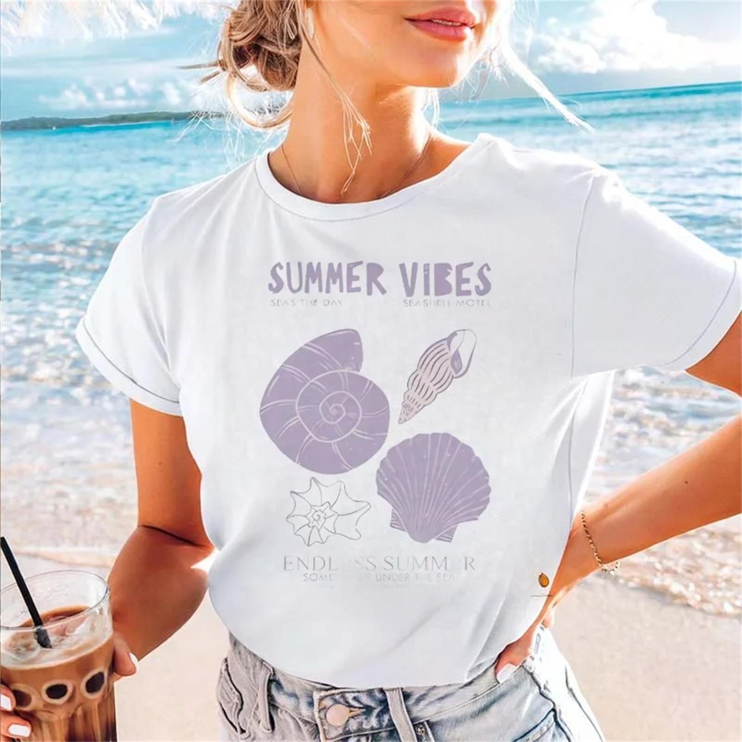 T-Shirt Women s Printed Basic Fashion Style Casual Letter Printing Summer Trend Pattern Clothing Regular New Women s T-Shirt S