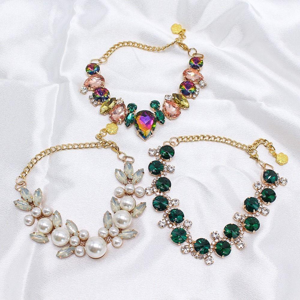 Stainless Steel Pet Necklace Adjustable Dog Collar Luxury Diamond Collar  For Cats