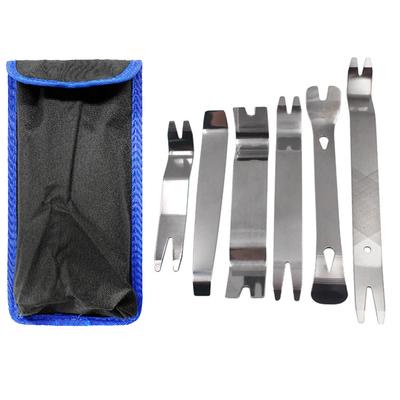 6-delars Kit Dörrlistklämma Panel Instrumentpanel Ljudradio Interiör Reparation borttagningsverktyg Metall Silverfärg Bilborttagningsverktyg