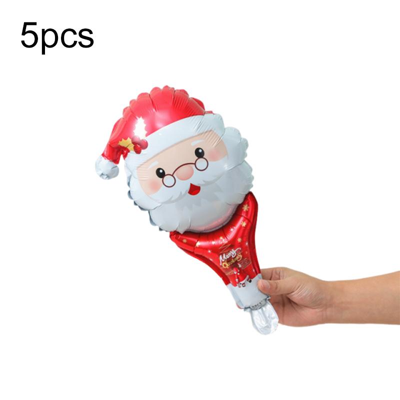 

5PCS Christmas Party Balloons Santa Claus Strike Stick Balloon Aluminum Film Happy New Year Christmas DIY Decors Kids Gifts TMZ 5pcs