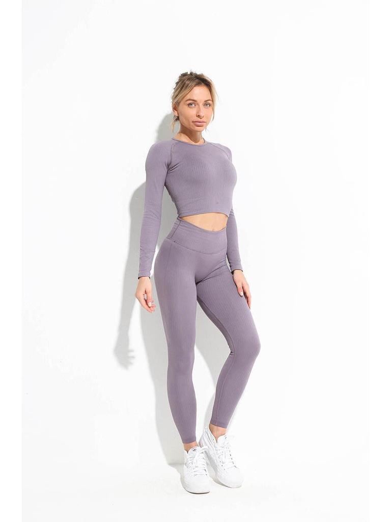 Seamless Women's Yoga Set: Long Sleeve Top & Tight Pants
