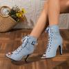 Women's Shoes 2025 New Peep Toe Women's Sandals Fashion Back Zipper Best Seller Plus Size Belt Buckle Lace-up Sandals Boots