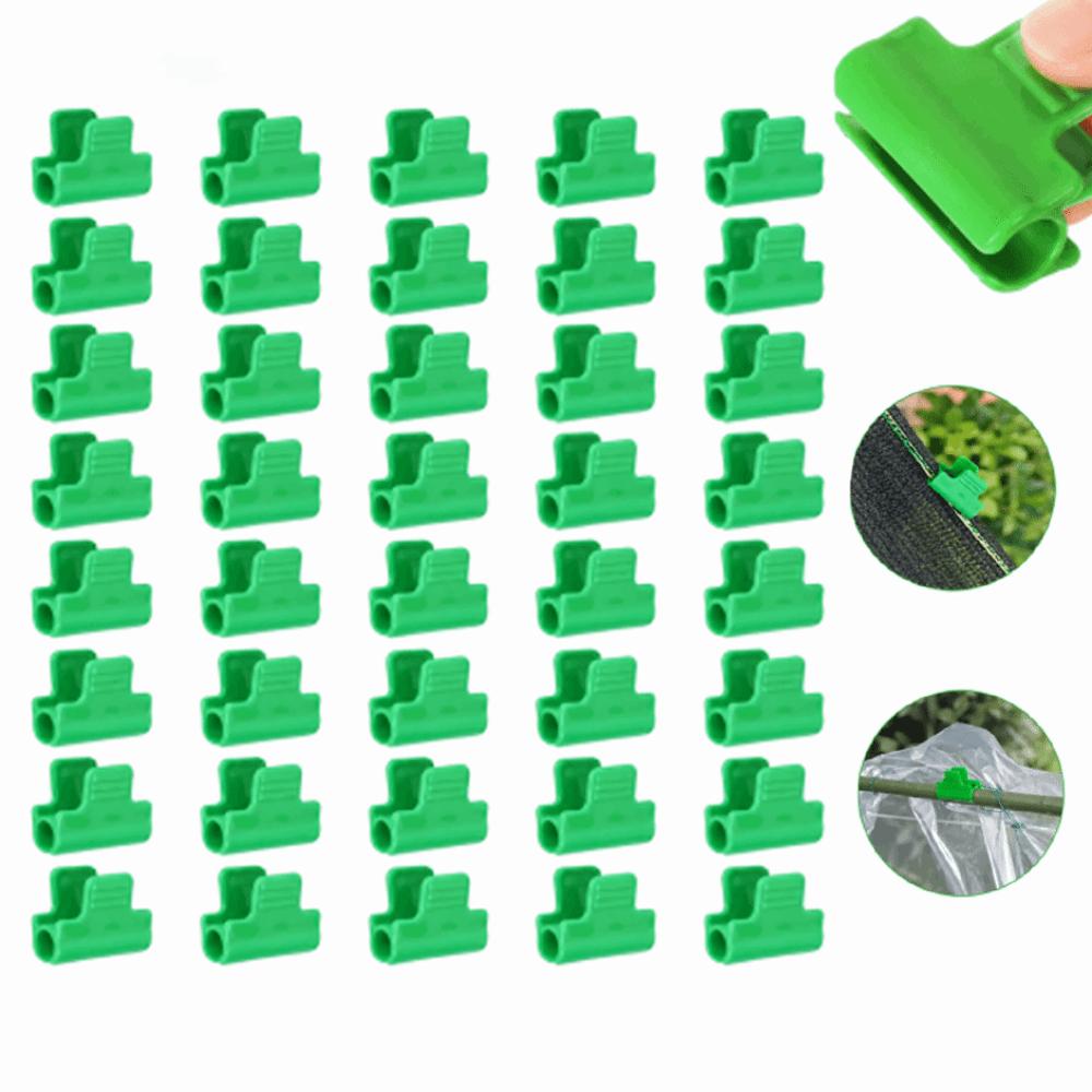 40PCS Plastic Greenhouse Film Clamp Easy To Attach Fits 11mm Pipe Greenhouse Film Clip Green Greenhouse Film Buckle