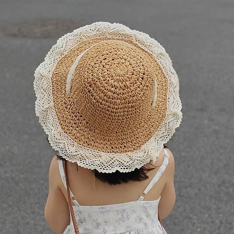 Summer Children'S Vacation Beach Hat Summer Lace Straw Hat Baby Parent-Child Spring And Autumn Sun Hat