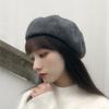 Autumn and Winter Cute Versatile Wool Leopard Print Beret Female Tide British Bud Painter Hat Winter