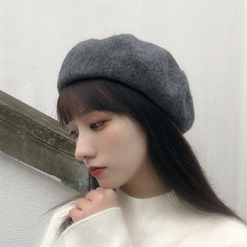 Autumn and Winter Cute Versatile Wool Leopard Print Beret Female Tide British Bud Painter Hat Winter