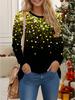 Bluzki damskie 3D nadruk świąteczny okrągły dekolt długi rękaw t-shirt jesień casual slim pulower damska bluzka z długim rękawem