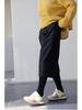 Four Seasons Retro Black Pure Cotton Elastic Waist Loose Casual Canvas Trousers