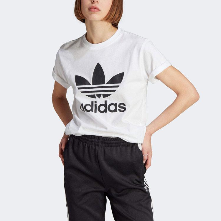 Adidas Originals Adicolor Classics Trefoil Logo Print Short Sleeve T-Shirt Women Tops White IK4036