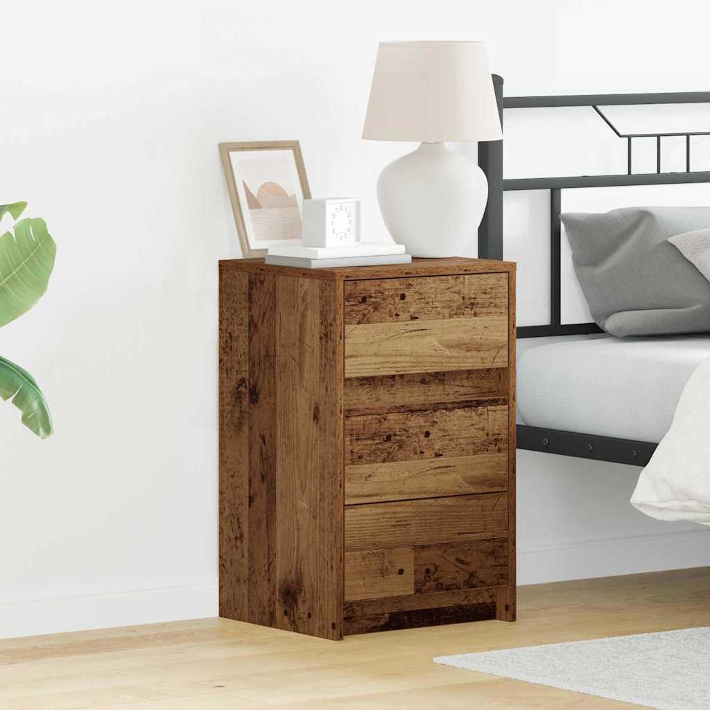 Nightstand with Drawers Reclaimed Wood Look 38 x 34 x 61 cm Particleboard