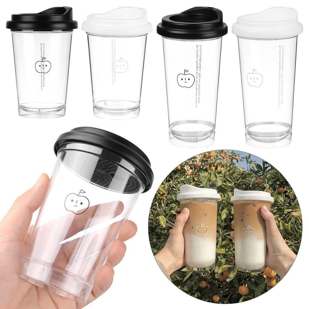 

Transparent Water Cups 355ml/473ml Drinking Bottle Portable Water Bottle For Juice Milk Tea Coffee Black-S