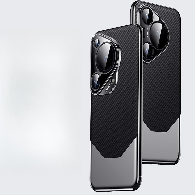 Suitable for Huawei Pura70ultra Mobile Phone Case Carbon Fiber Texture 70pro + All-inclusive P70 Business Men's Set