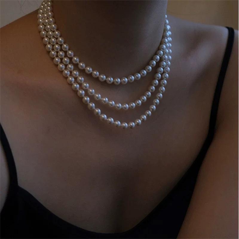 Pearl Necklace Women's 2025 New Popular Long Sweater Neck Chain New Chinese Style Cheongsam Horse Dress Accessories