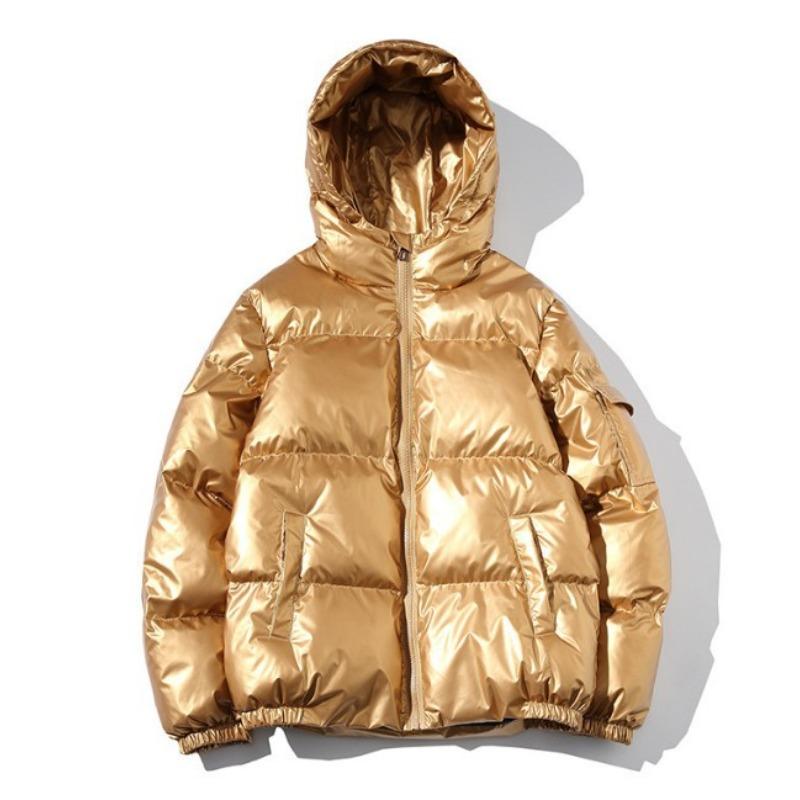 Winter Men's Fashion Thickened Hooded Loose Glossy Cotton-padded Jacket Hong Kong Style Loose Casual Bread Jacket